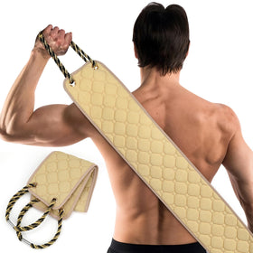 Eaxun exfoliating back scrubber with 39-inch reach for thorough cleansing and exfoliation.