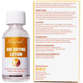 Ebanel Bio Drying Lotion applied on back and body for broader coverage.