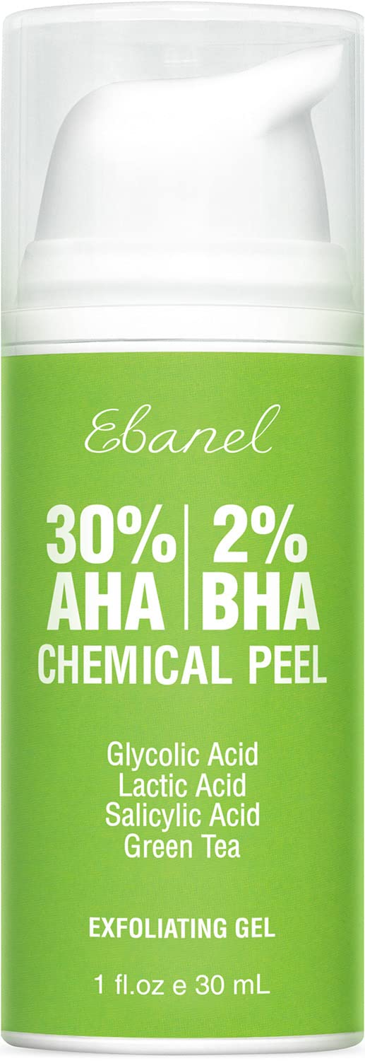 Ebanel chemical peel bottle pour demonstrates easy at-home exfoliation