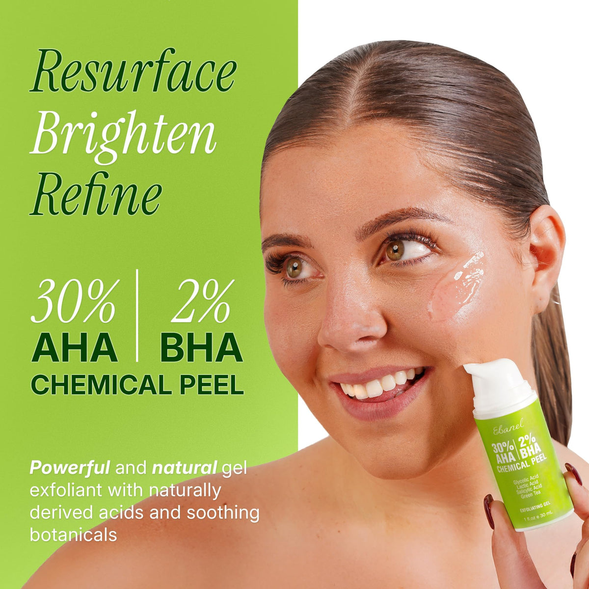 Ebanel chemical peel gel texture close-up highlights smooth application