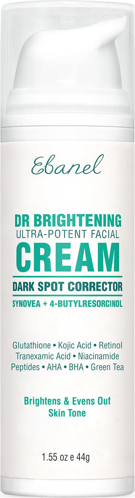 Ebanel Dark Spot Remover face bottle demonstrates targeted brightening for even complexion.
