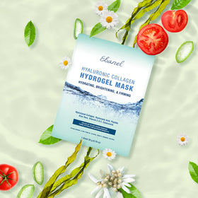 Ebanel hydrogel collagen ingredients close-up with hyaluronic acid and vitamin C.