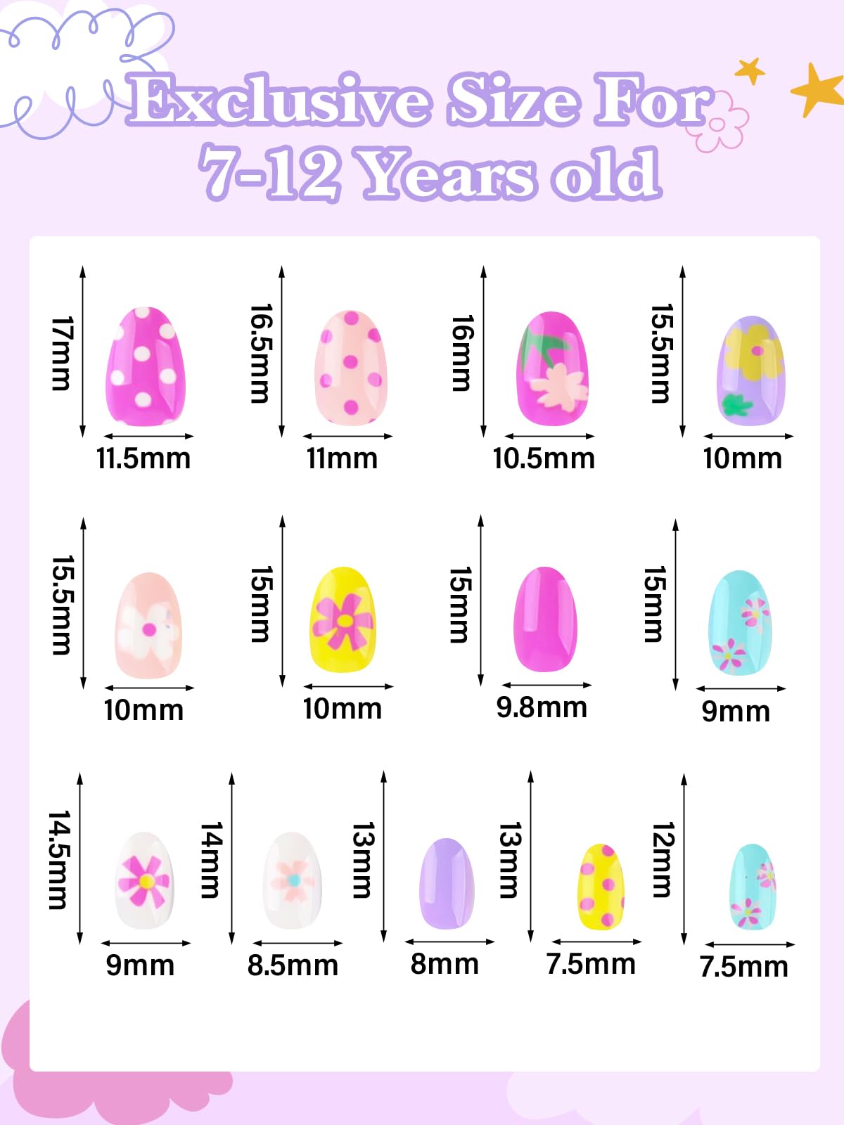 EBANKU 3-pack gift box of kids nails for quick, kid-safe nail art.