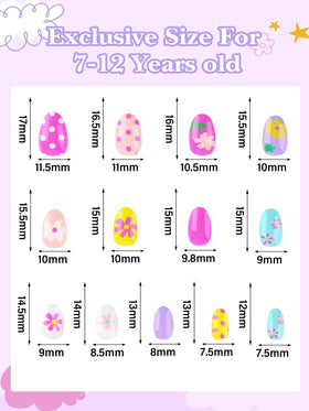 EBANKU 3-pack gift box of kids nails for quick, kid-safe nail art.