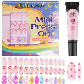 EBANKU 78PCS kids press-on nails collection showing varied tips for easy custom nails.