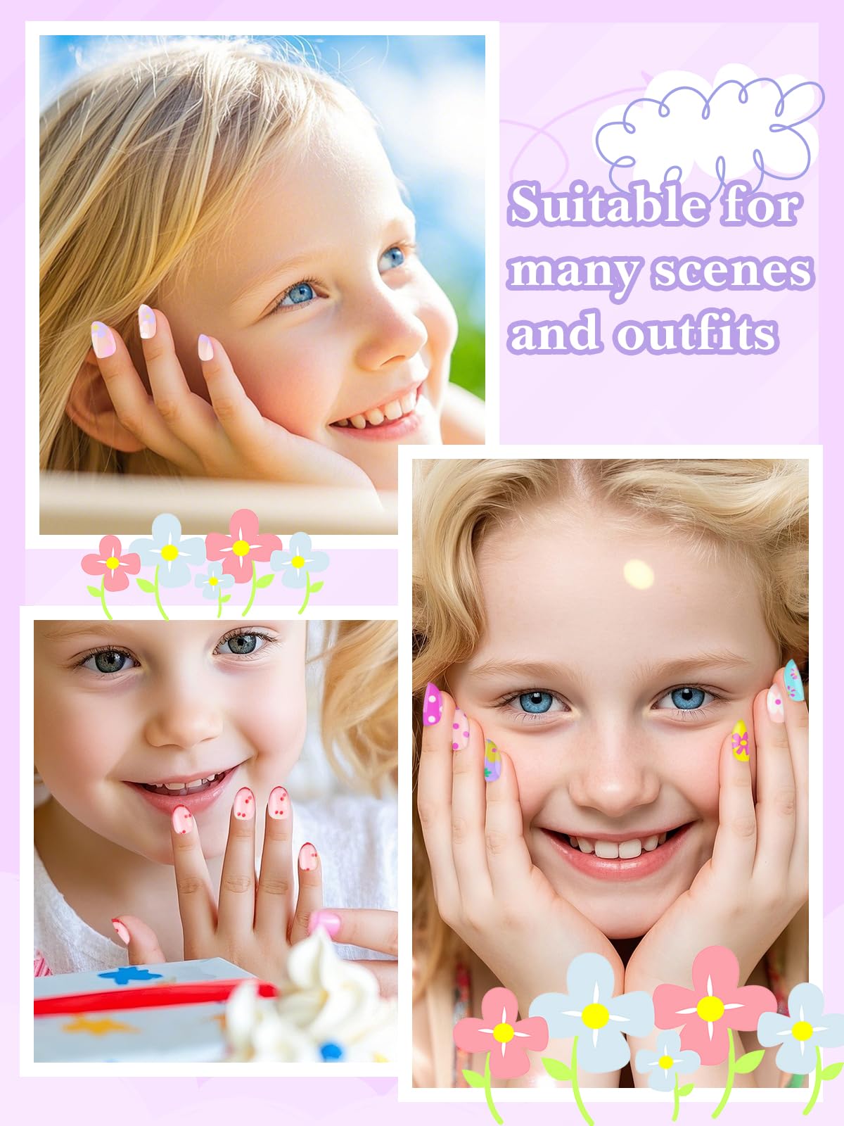 EBANKU cherries pattern nails highlight cute style for imaginative play.