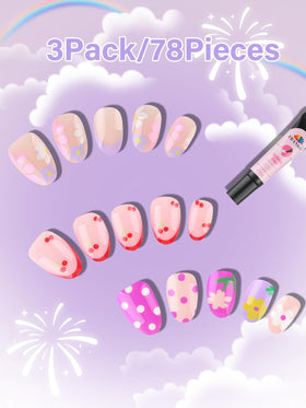 EBANKU full-cover nails with glue for secure wear without UV light.
