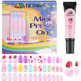 EBANKU kids press-on nails Bow Tie pattern for quick at-home manicures