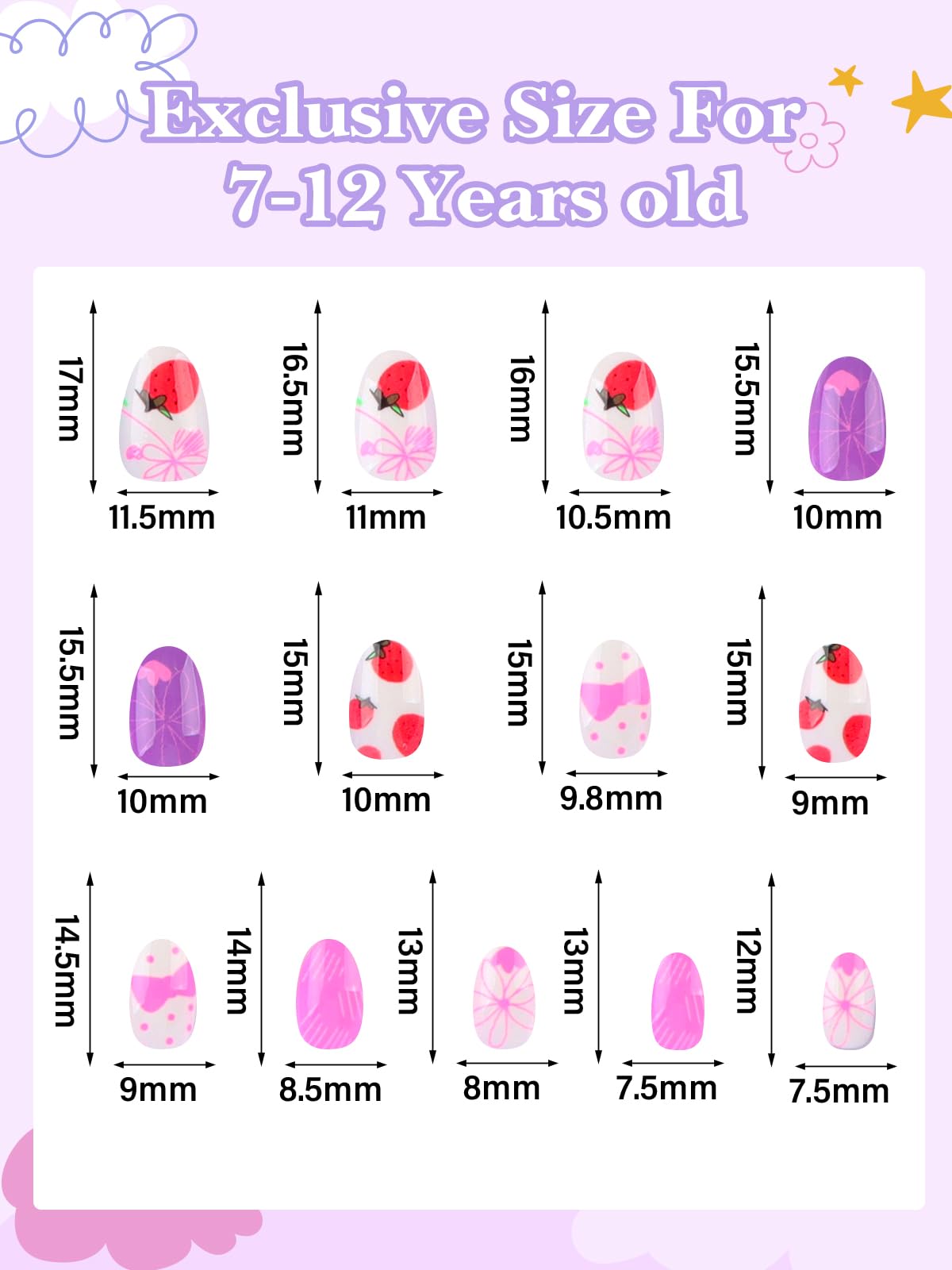EBANKU kids press-on nails Strawberry pattern for playful DIY creativity