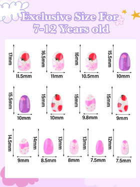 EBANKU kids press-on nails Strawberry pattern for playful DIY creativity