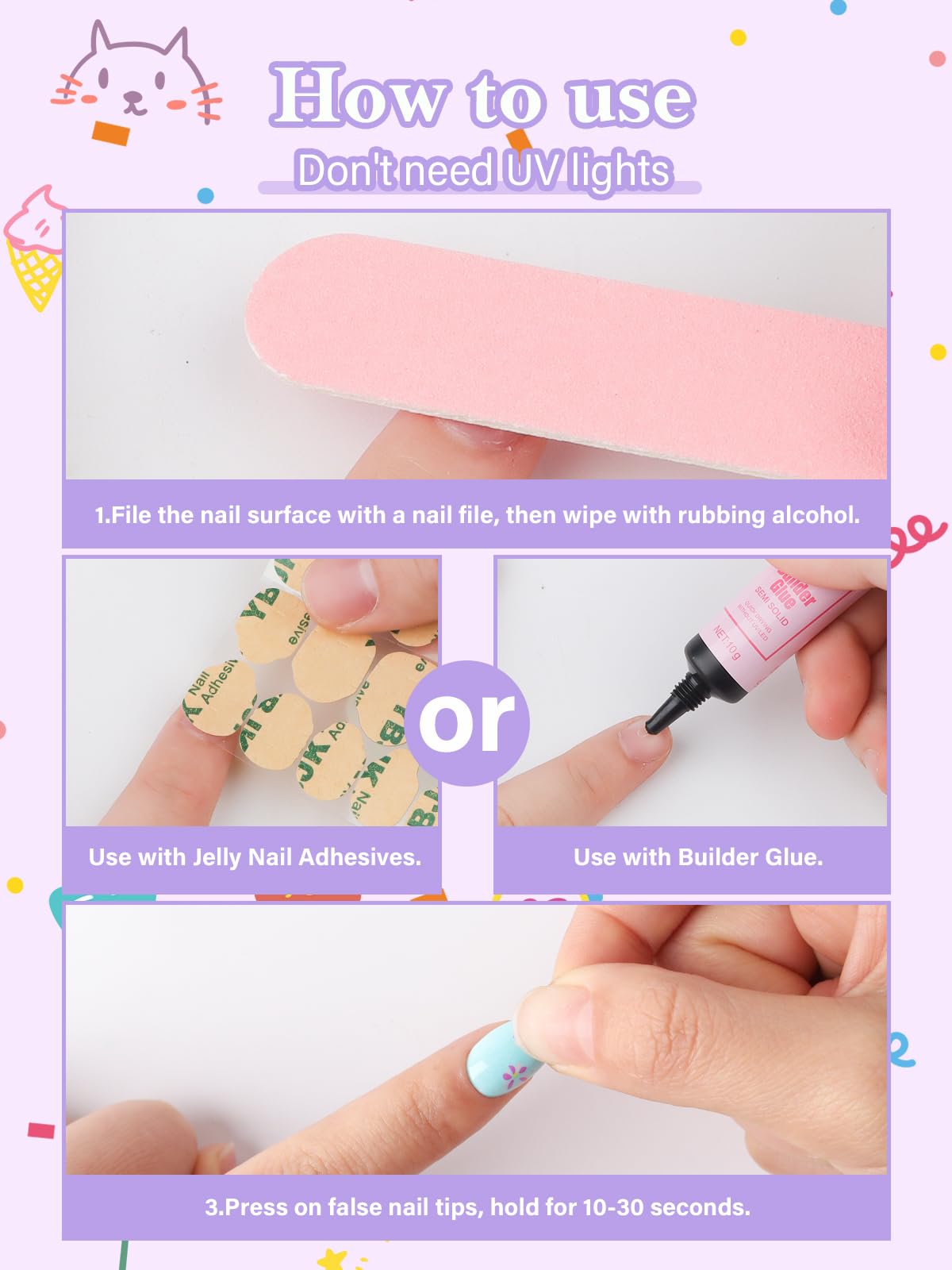 EBANKU polka-dots nails present colorful detail for everyday wear.