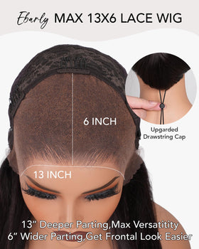 Ebarly 13x6 lace-front wig back view highlights full density