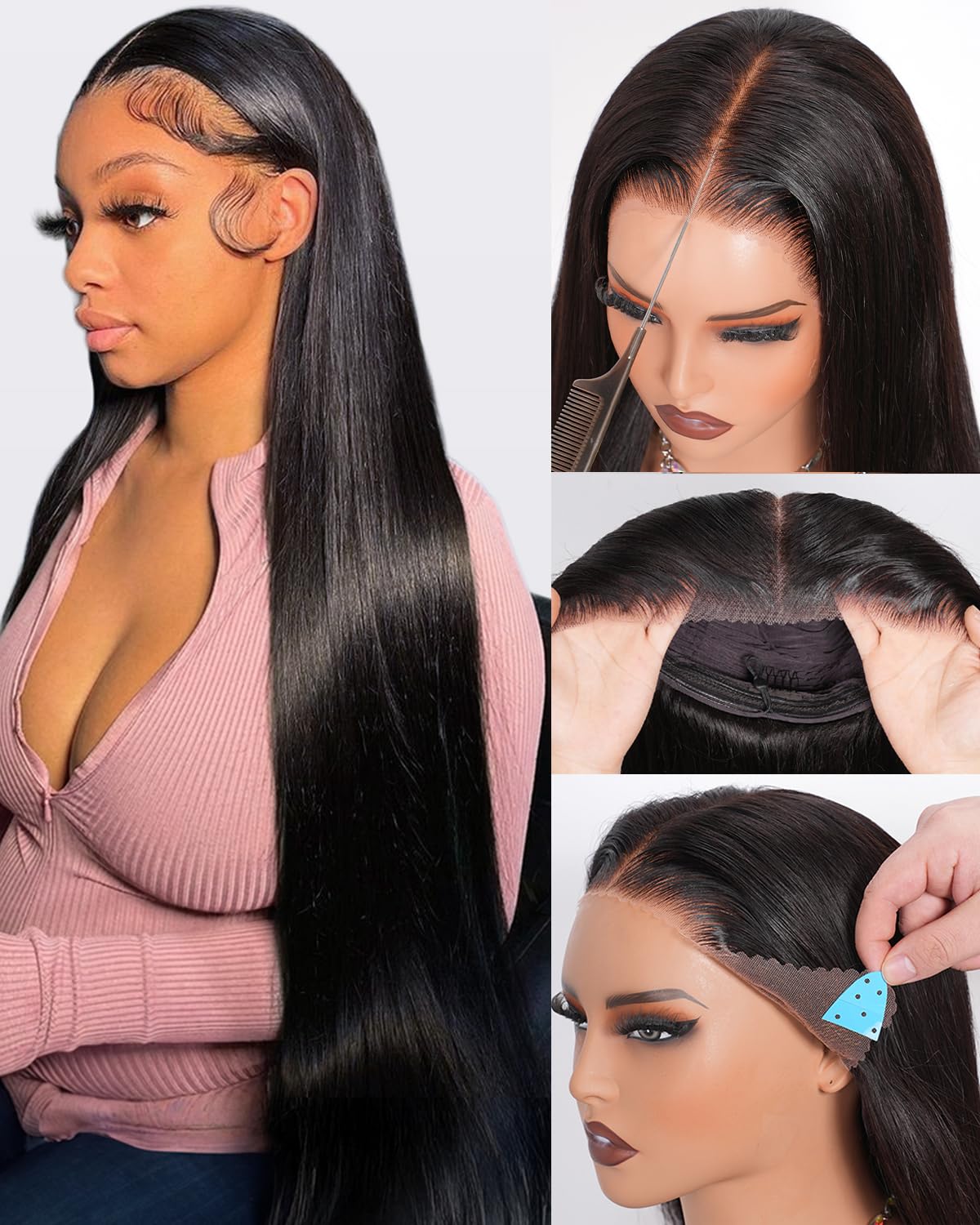 Ebarly 13x6 lace-front wig front view with natural hairline and parting options