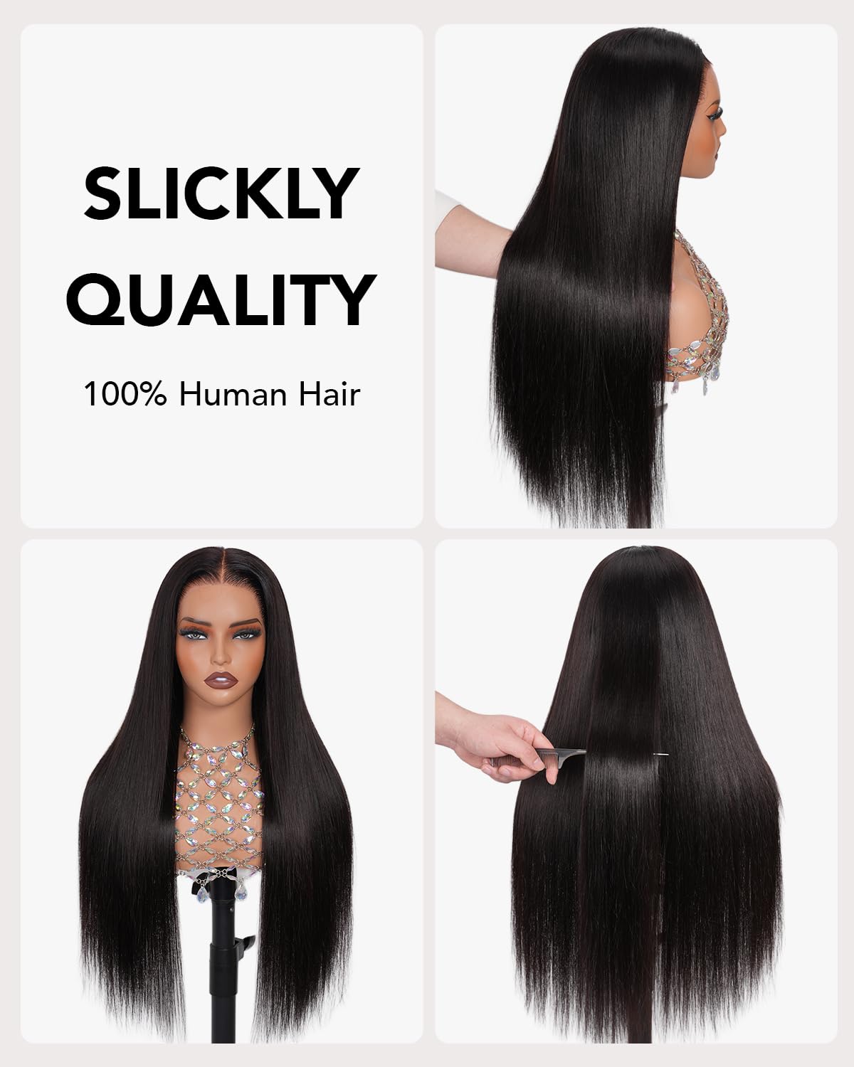 Ebarly 13x6 lace-front wig side view shows seamless scalp blend