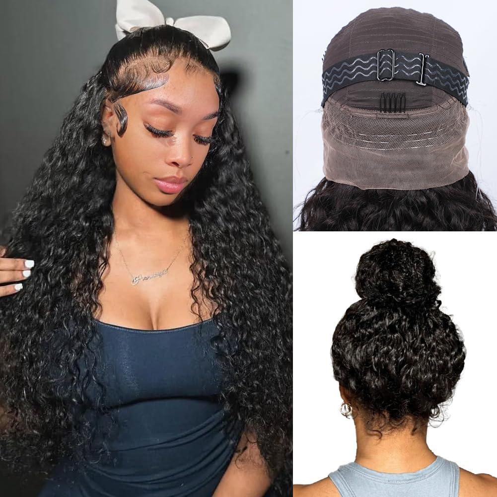 Ebarly hidden-strap 360 full lace wig with water wave texture for flexible styling