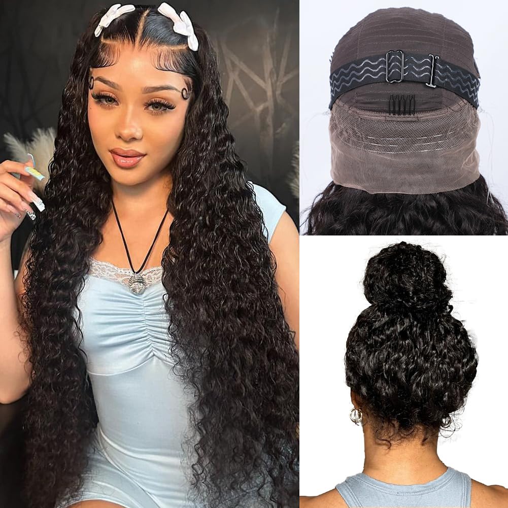 Ebarly hidden strap water wave 360 wig shows secure, comfortable fit for daily wear
