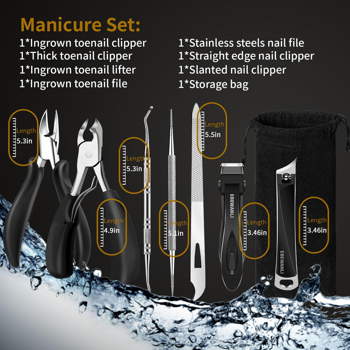 EBEWANLI nail grooming kit wide jaw opening supports thick nails with clean cuts.