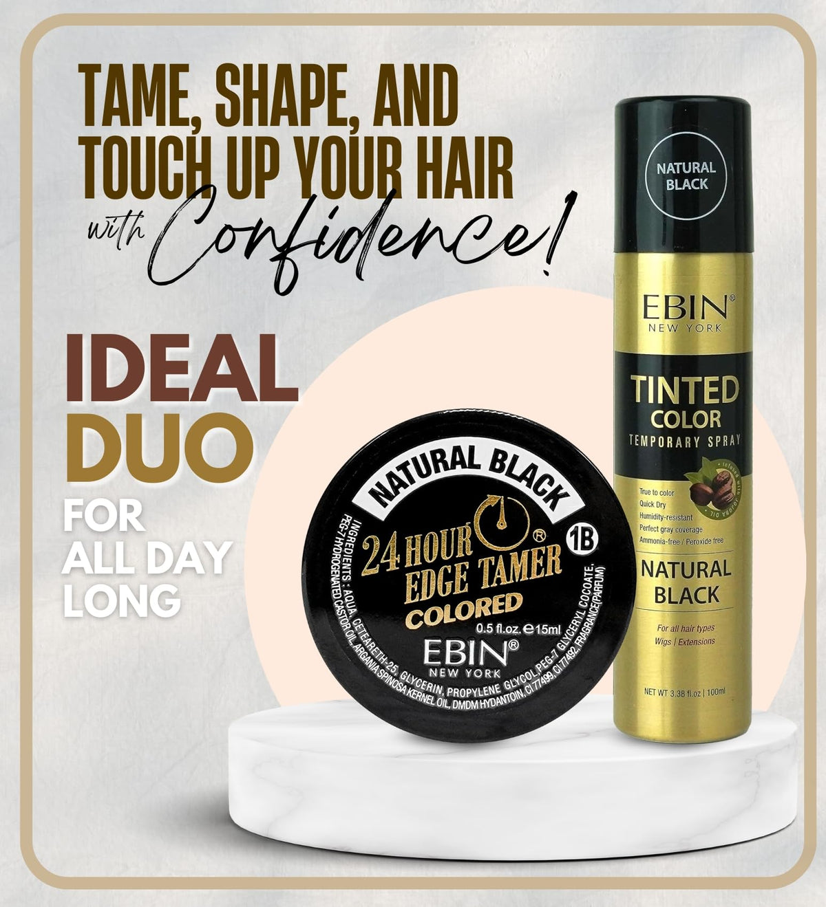 EBIN NEW YORK 24 Hour Colored Edge Tamer natural black holds edges smoothly
