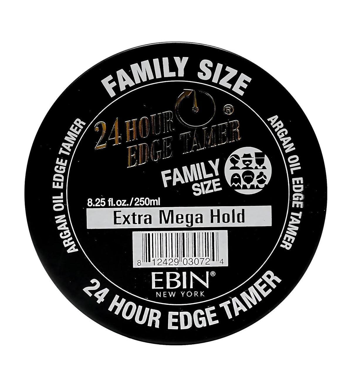 EBIN NEW YORK 24 Hour Edge Tamer jar close-up showing clear formula for smooth edges.