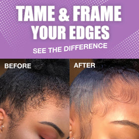 Close-up of applying EBIN NEW YORK Edge Tamer to edges for smoothing