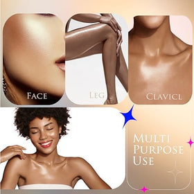 EBIN NEW YORK Egyptian Diamond Glitter Mist Platinum on body for luminous glow.