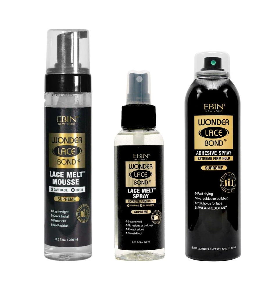 EBIN NEW YORK Wonder Lace Melt Mousse 8.5 oz for secure hold and edge nourishment.