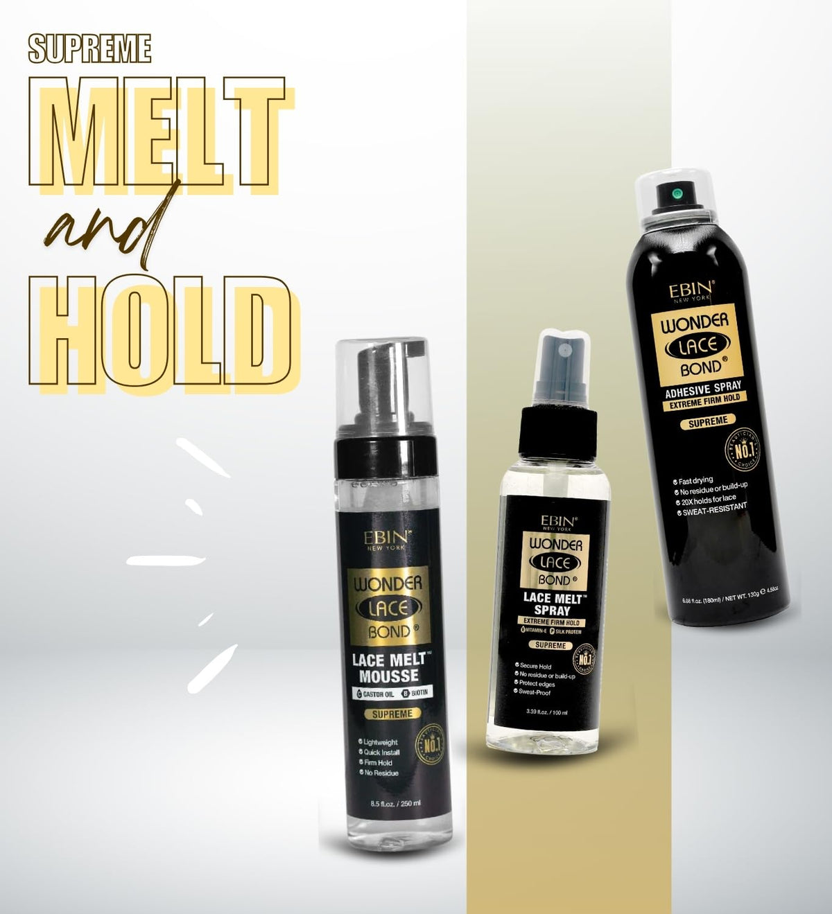 EBIN NEW YORK Lace Melt Spray 3.39 oz blends lace for a natural look.