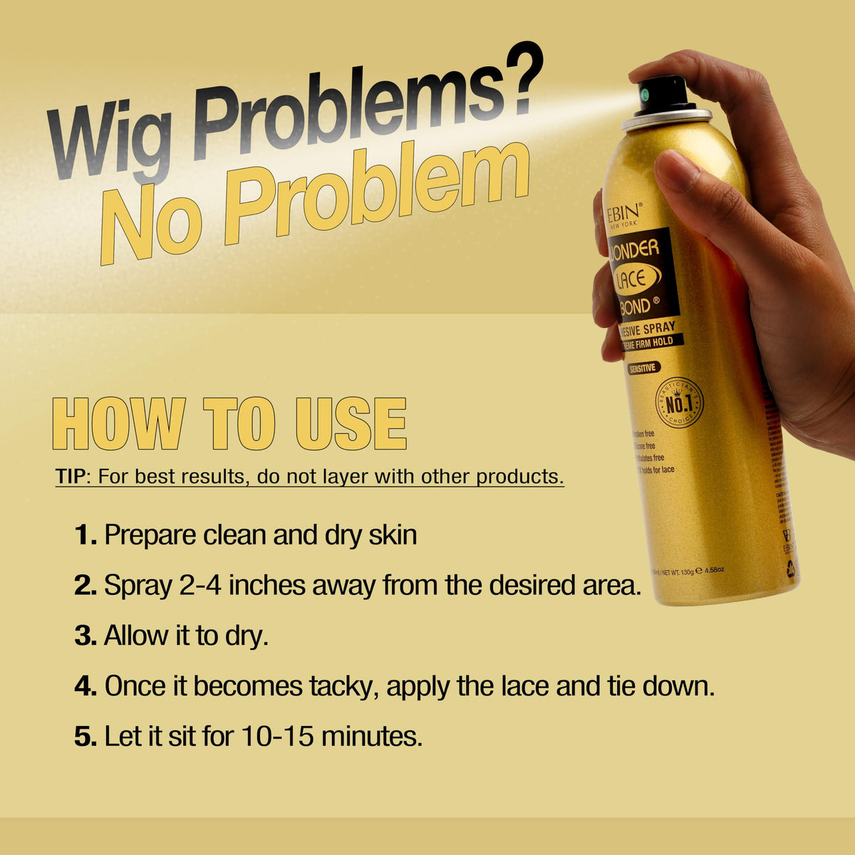 EBIN NEW YORK Wonder Lace Bond Spray all-day hold during daily activities