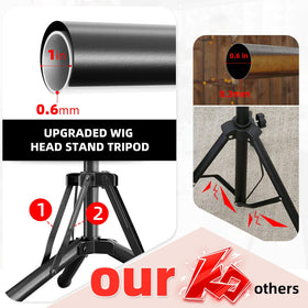 EBLIKI wig head stand 360-degree rotation eases multi-angle access for training.