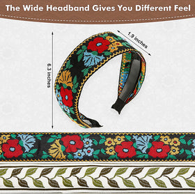EBOOT boho headband with embroidery details for hair-friendly wear.