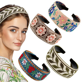 EBOOT boho headband with floral embroidery adds subtle colorful detail to outfits.