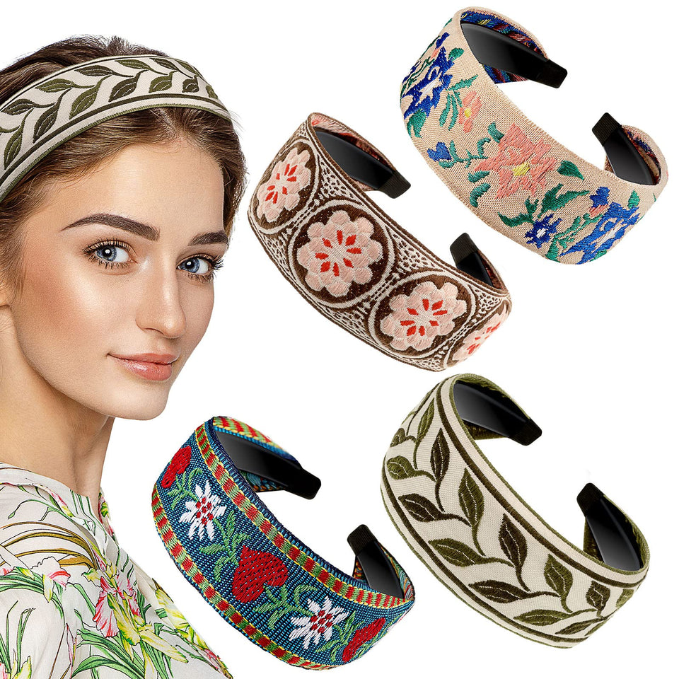 EBOOT boho headband with floral embroidery adds subtle colorful detail to outfits.