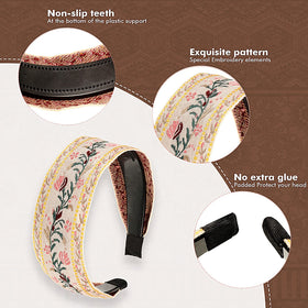 EBOOT embroidered headband made of soft polyester, gentle on the scalp.