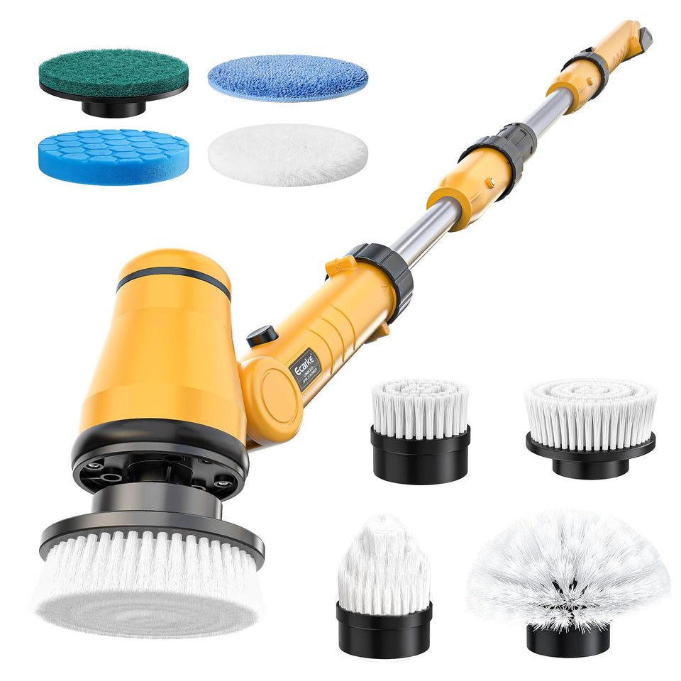 Ecarke electric spin scrubber with DeWalt 20V compatibility for cordless cleaning power.