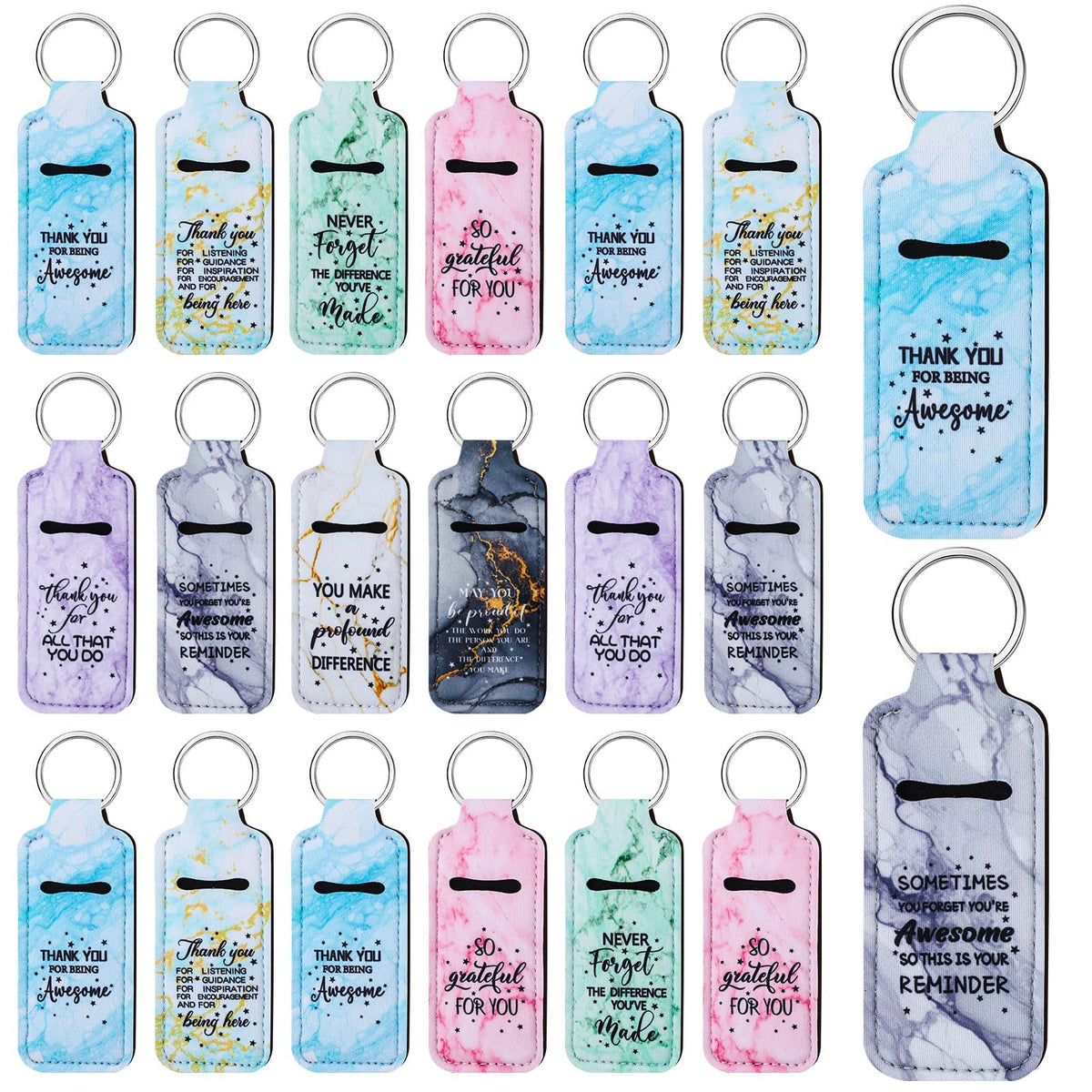 Ecation lipstick holder bulk in marble colors — close-up shows durable elastic fabric for on-the-go use