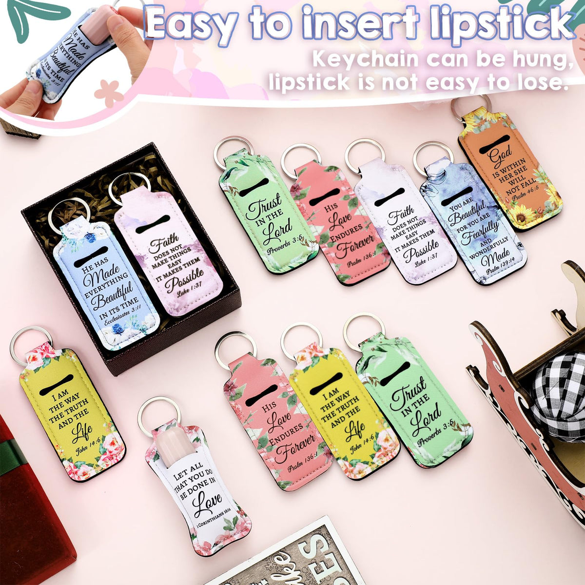 Ecation elastic fabric lip balm holder offers a smooth texture and reliable grip.