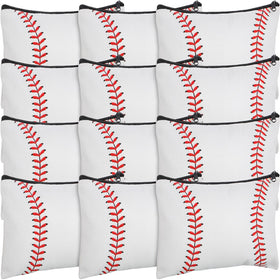 Eccliy baseball canvas makeup bag pattern, ideal for travel organization and day-to-day cosmetics.