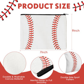 Eccliy baseball canvas makeup bag pattern, sturdy zipper keeps items secure during gym trips.