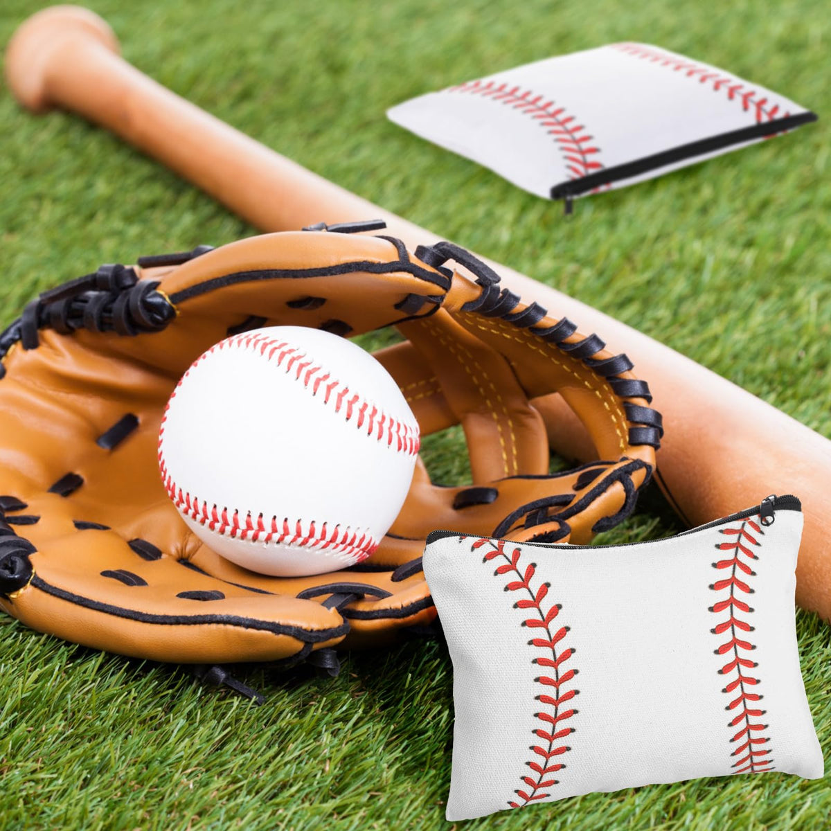 Eccliy baseball canvas makeup bag pattern, reusable gift option for teammates and fans.