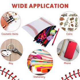 Eccliy baseball canvas makeup bag pattern, versatile as pencil case or small storage pouch.