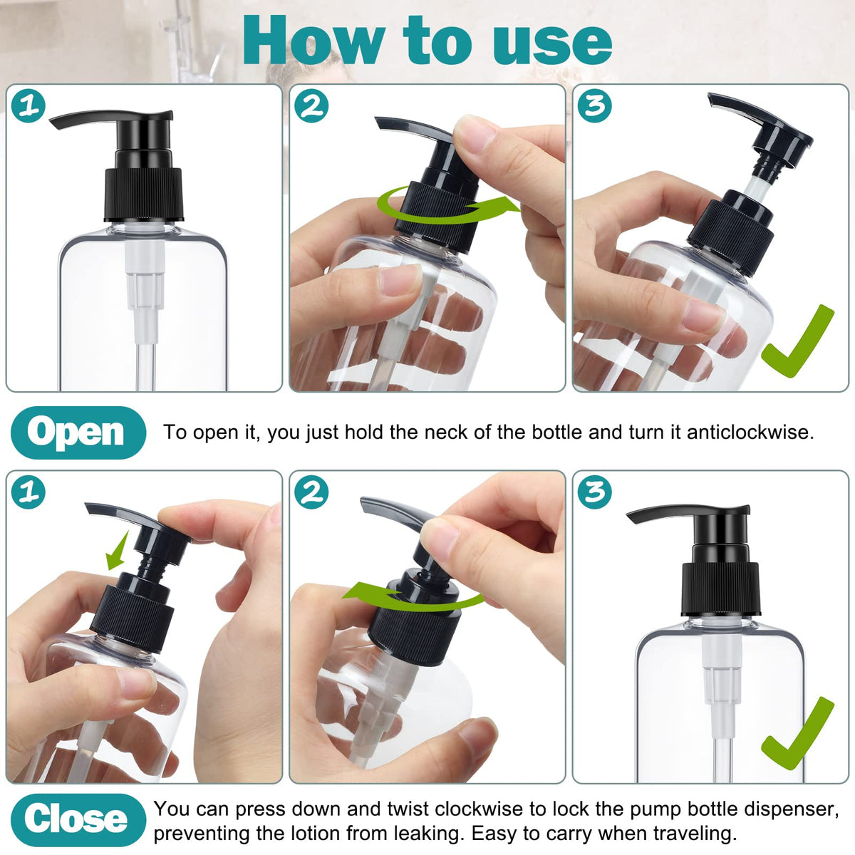 Eccliy black pump bottle 8oz with reliable dispensing for shampoo or lotion