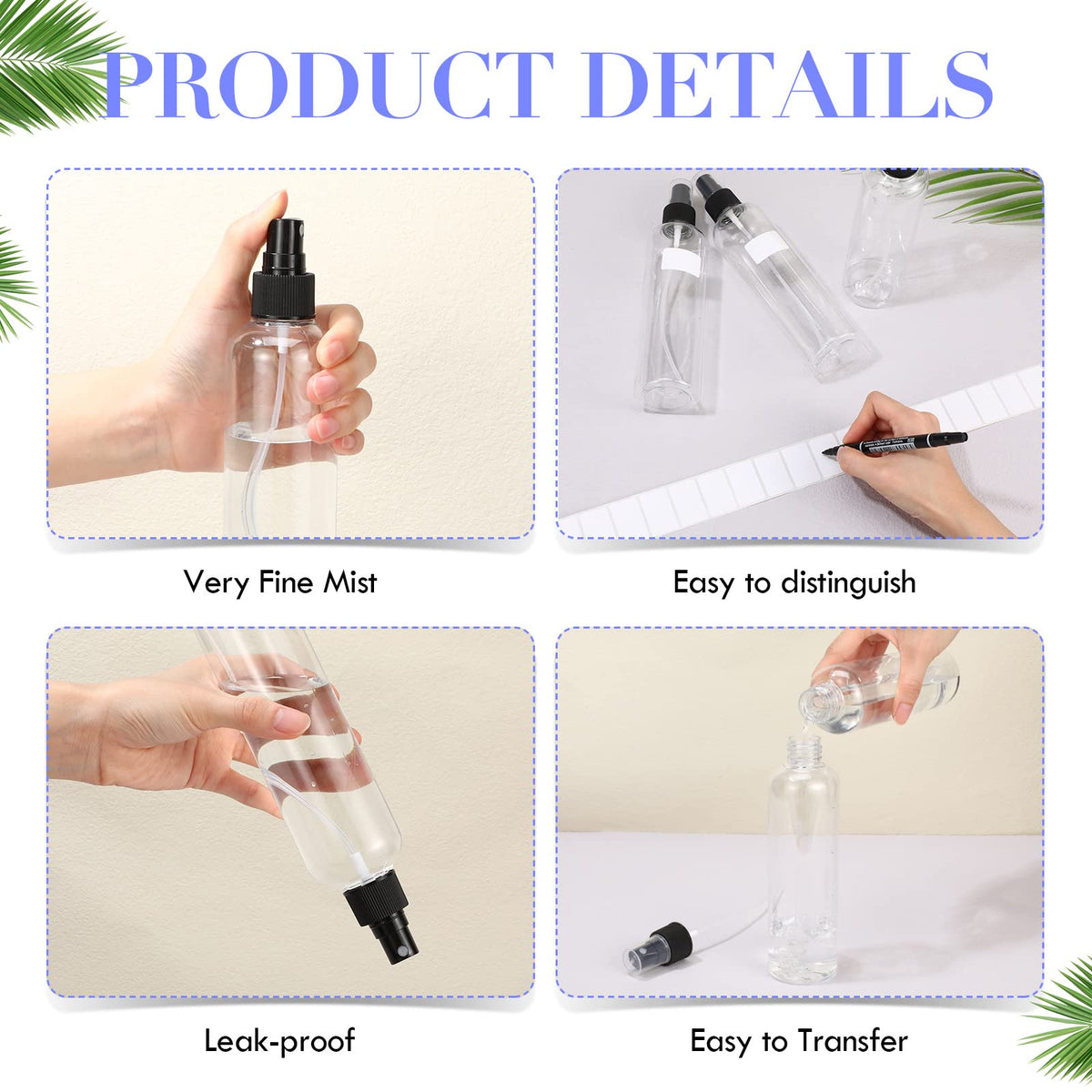 Clear and black Eccliy bottles for oils or perfumes