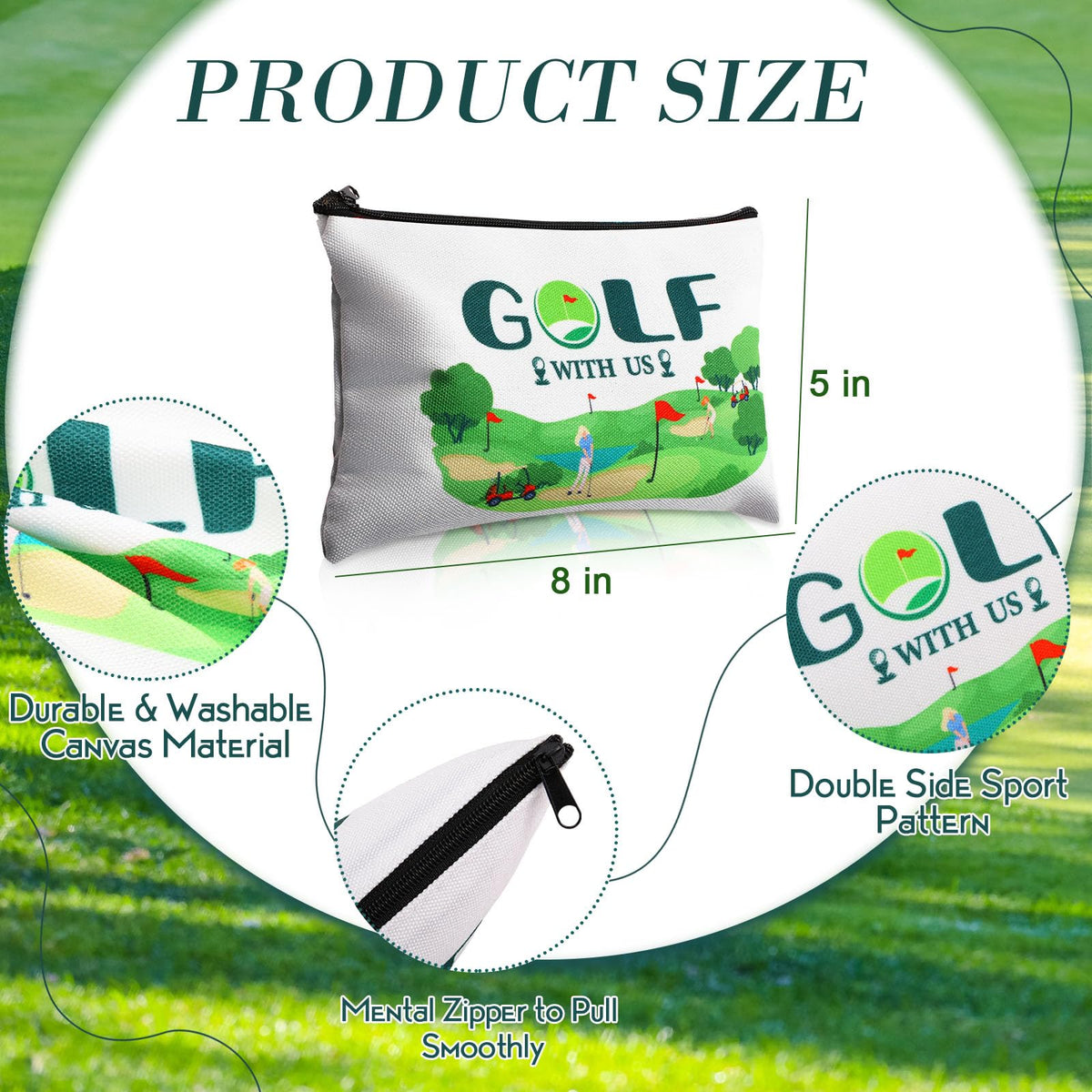 Eccliy golf makeup bag side view showing durable canvas design for daily use