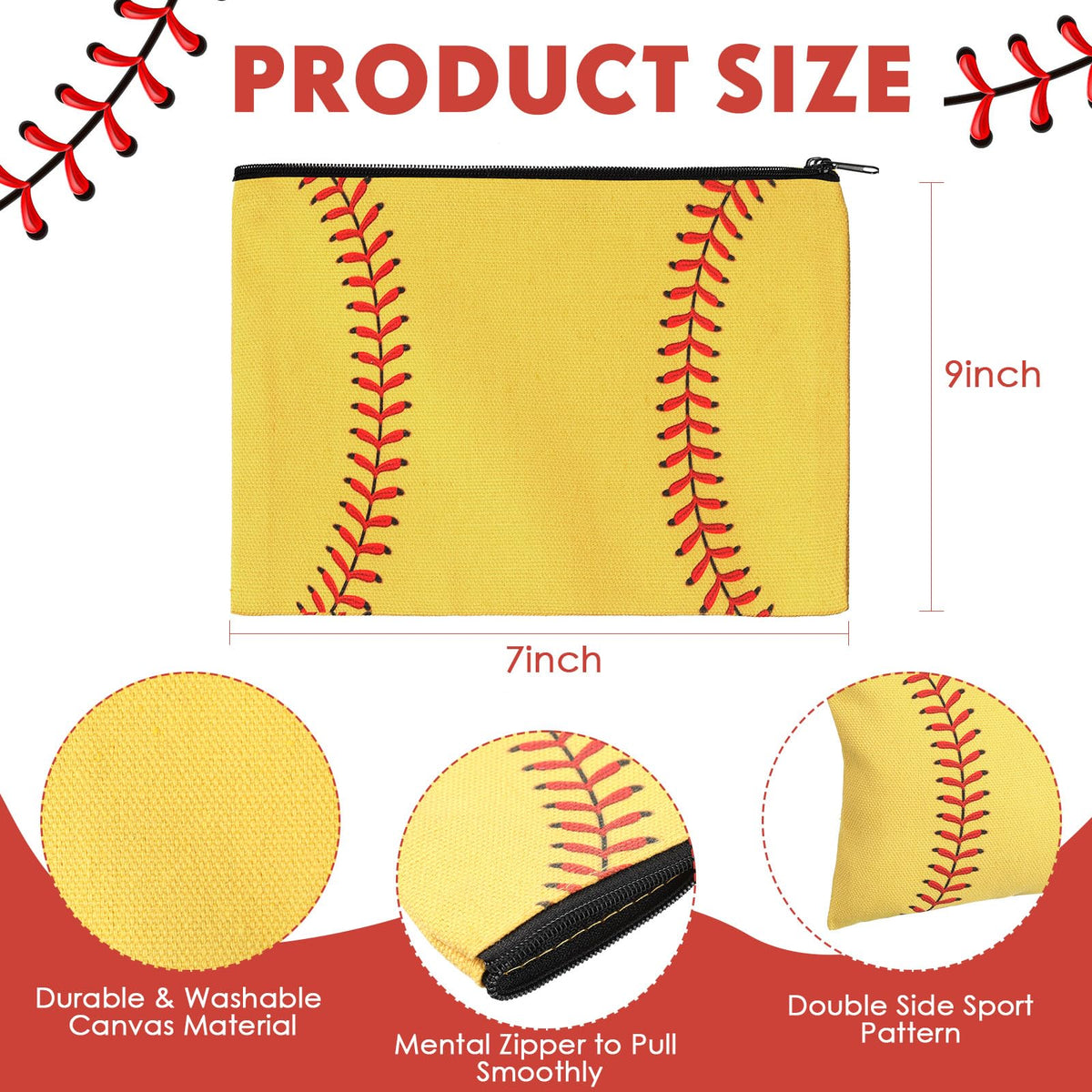 Eccliy softball canvas makeup bags on display with bright prints.