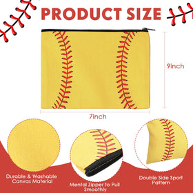 Eccliy softball canvas makeup bags on display with bright prints.