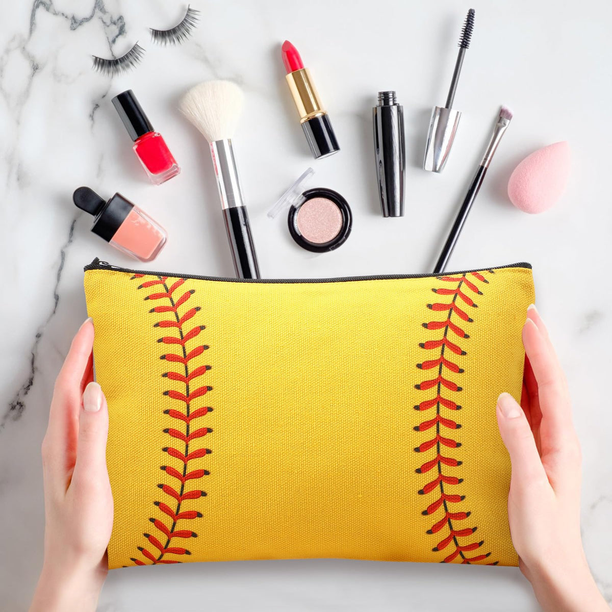 Eccliy travel-ready cosmetic pouches in 7x9 inch size.