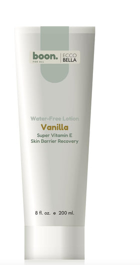 Ecco Bella Vanilla Body Lotion bottle delivering lasting hydration and vanilla scent.