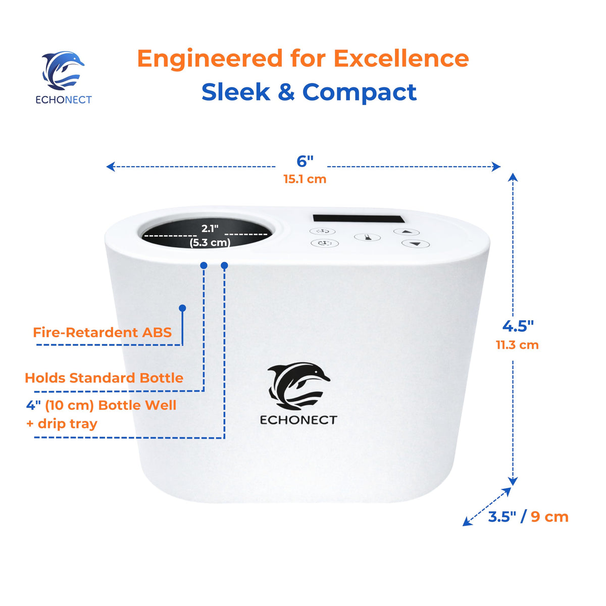Echonect Gel Warmer Lite uses flame-retardant ABS housing for safe daily use.