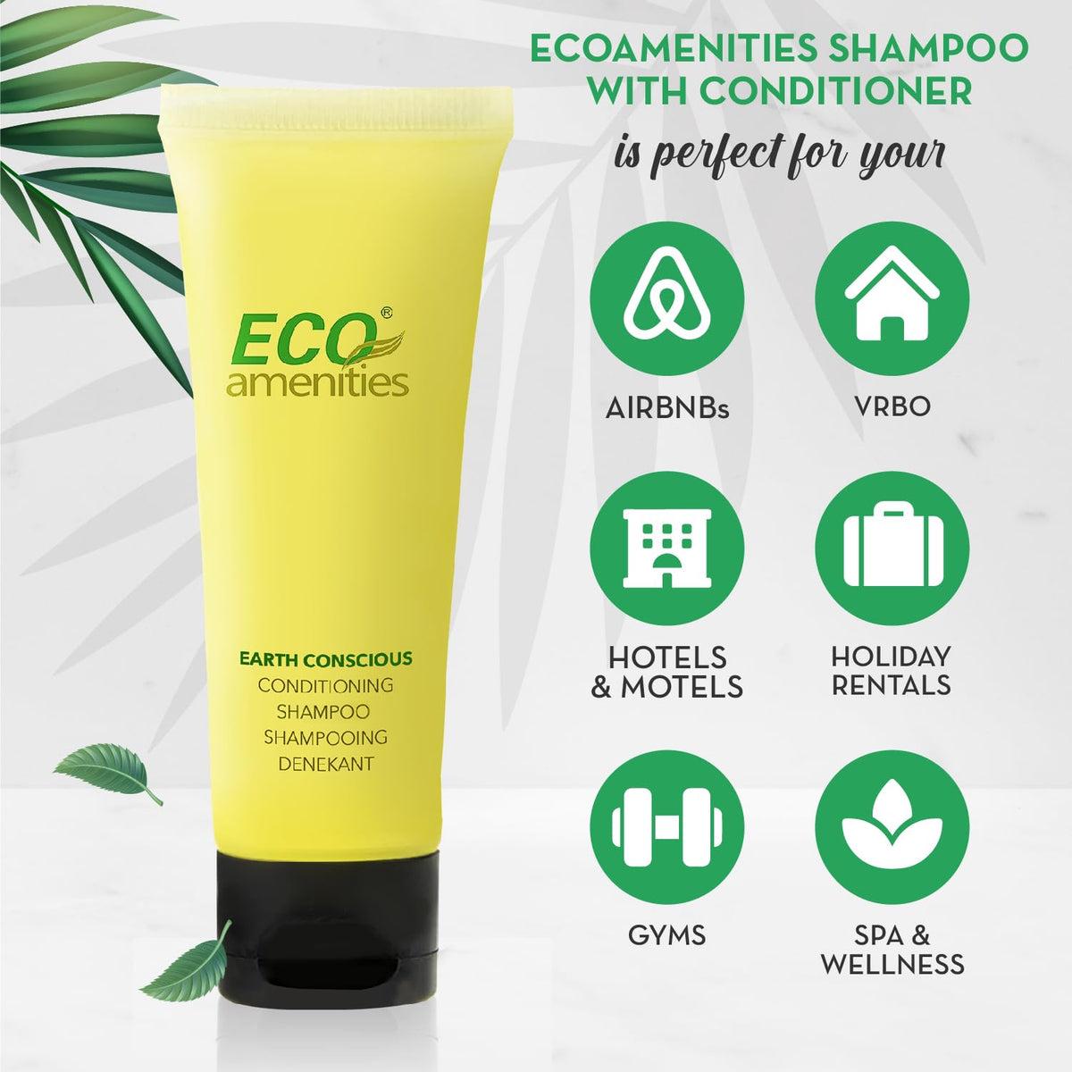 ECO Amenities travel-size conditioner bottle with green tea scent for easy in-room care.