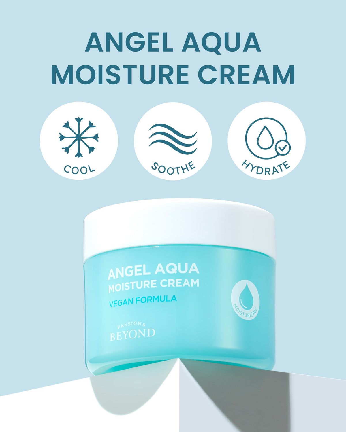 Closeup of Beyond Cream tubes highlighting quick hydration and easy layering
